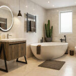 ΕΠΙΠΛΟ ΜΠΑΝΙΟΥ 7763-PRESTIGIA 100 cm ΜΕ ΒΑΣΕΙΣ ΣΕ ΑΠΟΧΡΩΣΗ ΣΚΟΥΡΟ ΚΑΦΕ