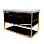 ΕΠΙΠΛΟ ΜΠΑΝΙΟΥ 7767-NARCISO 90 cm ΣΕ ΟΨΗ ΜΑΥΡΟΥ ΜΑΡΜΑΡΟΥ ΜΕ ΡΑΦΙ - Image 2