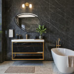 ΕΠΙΠΛΟ ΜΠΑΝΙΟΥ 7767-NARCISO 90 cm ΣΕ ΟΨΗ ΜΑΥΡΟΥ ΜΑΡΜΑΡΟΥ ΜΕ ΡΑΦΙ